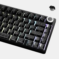 Double Shot PBT KeycapsShine Through Custom Key capsBlack Side Printed Topogr...
