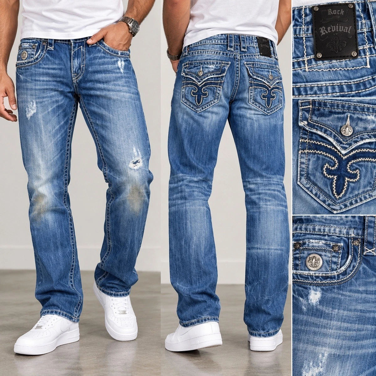 25+ Rock Revival Regular 30 Inch Inseam 32 Inch Jeans for Men for