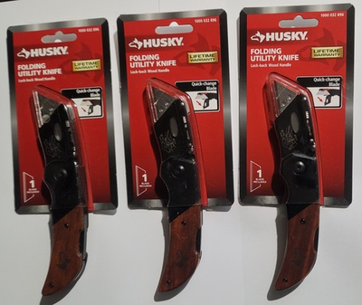 #ad #ad NEW Husky Folding Utility Knife Lock Back Wood Handle Quick Change 1000 032 896 $39.99