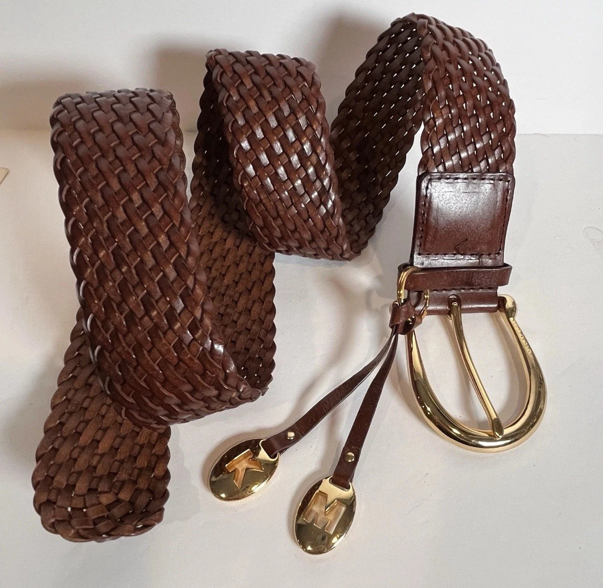Michael Kors XL Women\'s Braided Tan Leather Belt Buy 1 Inch Brown Leather Belt With Gold Buckle  main image 4