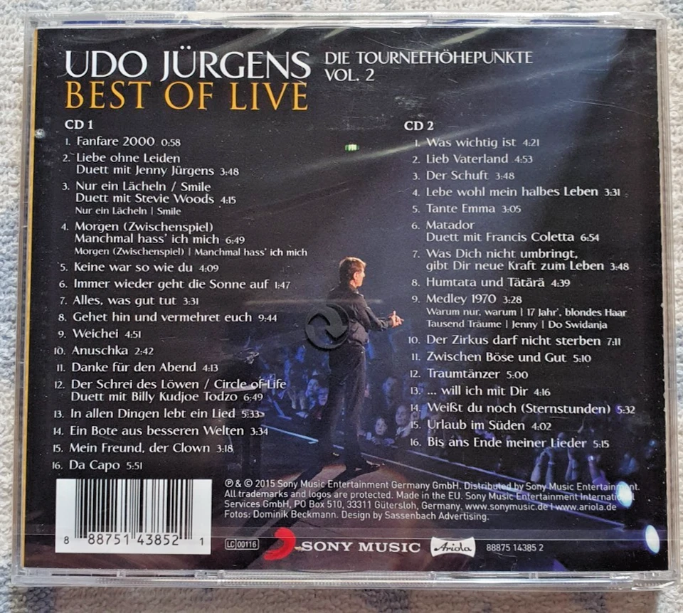 Udo Jürgens   Best of Live: Die Tourneehöhepunkte, Vol.2  (2 CDs) NEU OVP - Bild 2 von 2