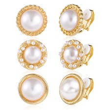 Gold Clip On Earrings 3 Pairs Clips On Stud Earring Set Small Earing Non Pierced
