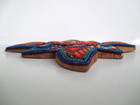 Vintage Huichol Mexican Folk Art Hand Beaded Sun Wall Hanging Wooden Backing 10” — photo 10