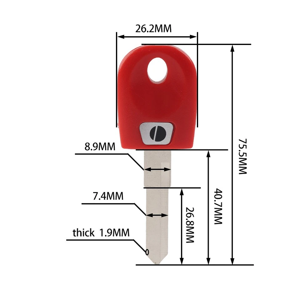 Red Replacement Uncut Blank Key For Ducati 939 797 821 Monster 1200 Hypermotard - Изображение 2 из 4