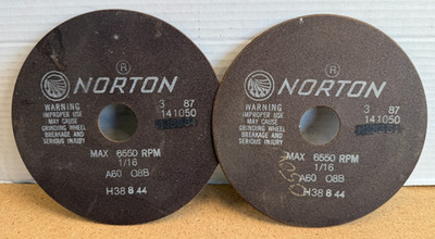 Lot of 2 Norton Cut Off Wheel 57A60-O8B, 7''x 1/16 x 1/2 