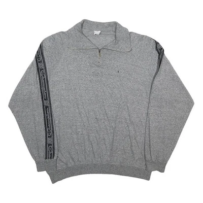CHAMPION Sweatshirt Gris 1/4 Zip XL Pull Décontracté Tape Logo - Photo 1/4