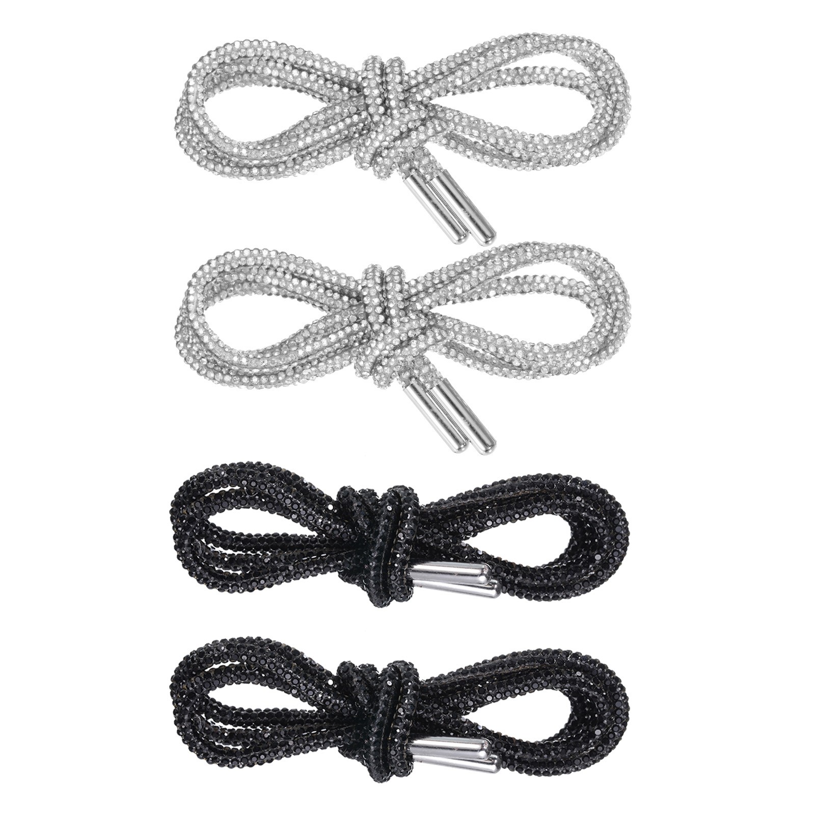 APL 4 Pezzi Lacci per Scarpe con Strass Lunghezza 47" per Sneakers Bianco e Nero