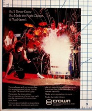 Equipo de sonido Crown Audio Pro de colección revista anuncio banda guitarra chispas
