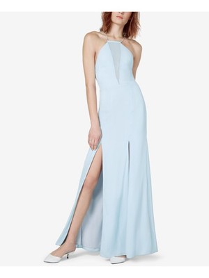 FAME AND PARTNERS Womens Light Blue Lace-up Back Sleeveless Formal Dress 0  | eBay