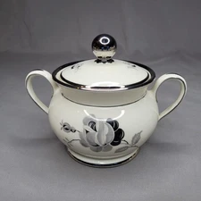 Vintage KPM Kobenhavns Porcellains Maleri Sugar Bowl Floral Silver Rose Trim