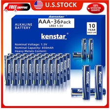 Kenstar AAA Alkaline Batteries 36 Pack 1.5V Long Lasting Leakproof Household
