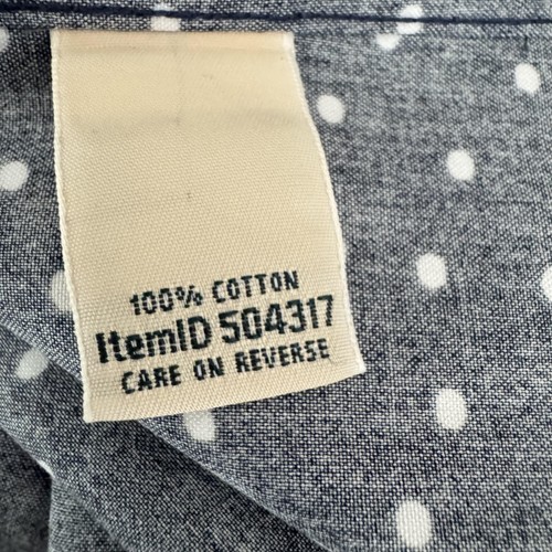 LL Bean Shirt Womens Large Blue White Polka Dot Wrinkle Free Cotton Button Down - Picture 6 of 7