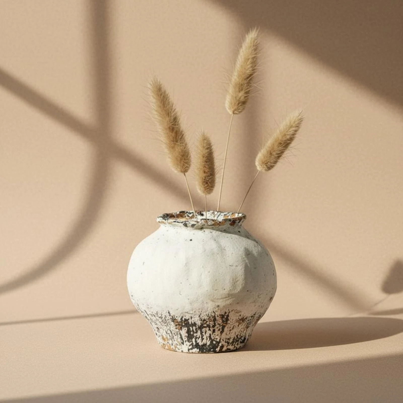 Round Terracotta Vase Handmade Ceramic Vase Matte Texture for Living Room