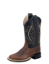 Old West Western Boots Boys Fancy Stitch Leather Shaft Black BSC1990