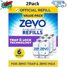 2Pack Zevo Flying Insect Trap Refill Cartridges Easy to Use(6 Refill Cartridges)