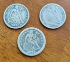 Lot of 3 Seated Liberty Dimes   10c --- 1845  /  1891 x 2