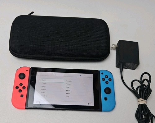 Nintendo Switch HAC-001 with Red & Blue Joy-Con, Charger, Case - Picture 2 of 10