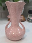 Vintage Pink Speckle Red Wing # 505 Double Handled Vase Made in USA