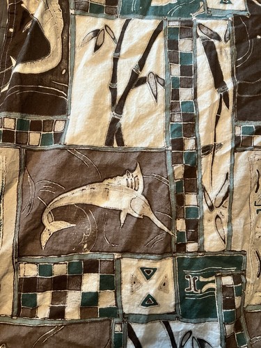 Cafe Luna Herren Oxford Hawaiihemd mit Knöpfen Gr. 2XL braun AOP Schwert Angeln - Bild 3 von 5