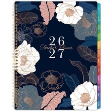 Teacher Planner 8.5" x 11", 2026-2027-Engraved Floral