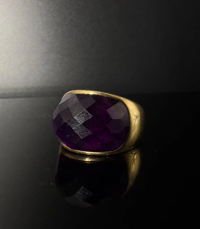 Ring 750 Gold mit facettierter Amethyst Solitär 20 Karat Ring in 18Kt Gold 20,7g - Bild 2 von 4
