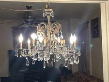 Antique Vintage Bronze Chandelier 2 Tier Ornate 12LTS