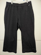 ELIE TAHARI Pants Womens L Black Crop Pullon Elastic Waist Wide Stretch Solid