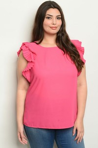 NEW-Womens-Plus-Size-Fuchsia-Sleeveless-Ruffled-Top-Shirt-Blouse-1X-2X-3X