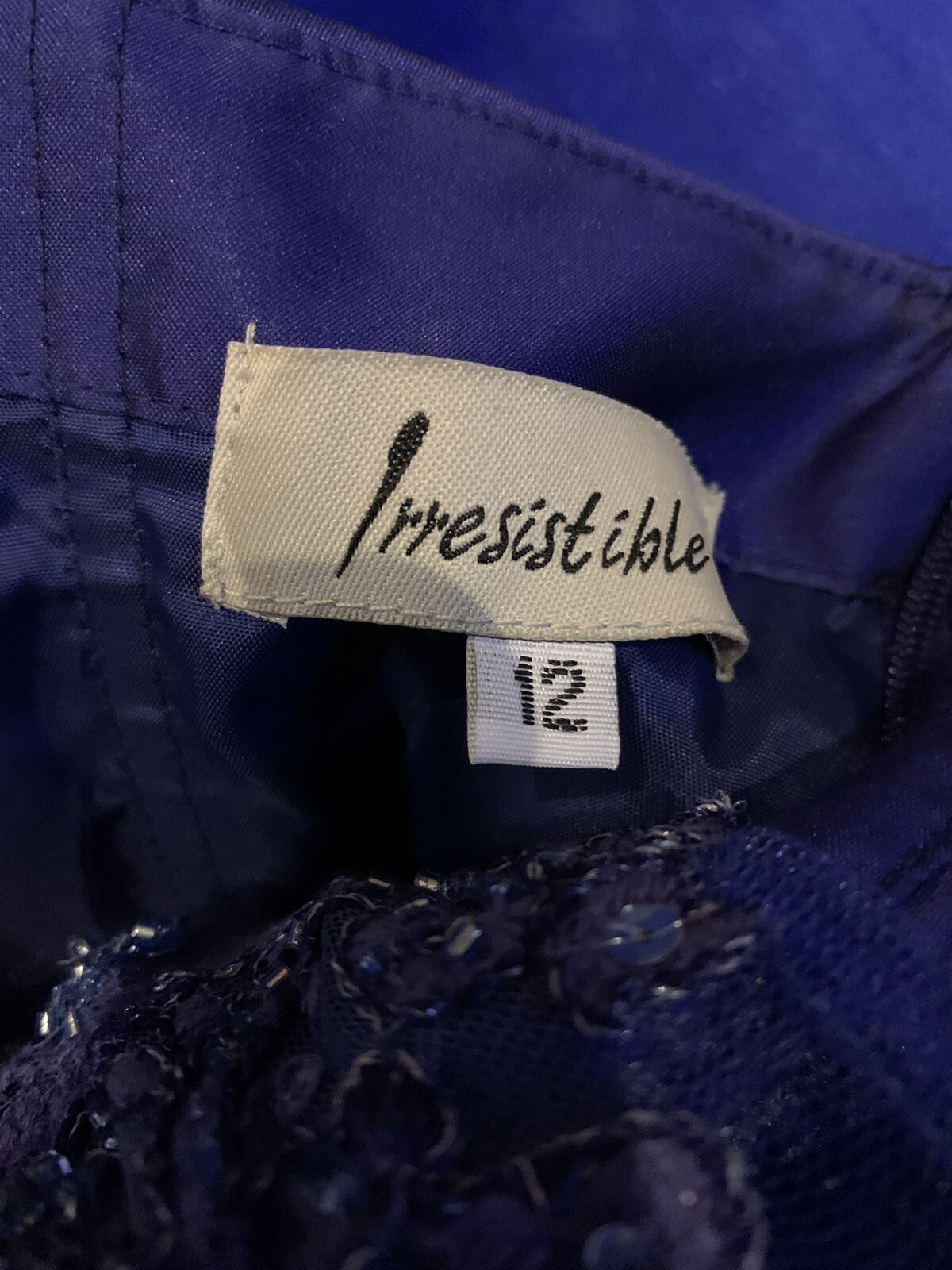 IRRESISTABLE Mother Of The Bride Embroidered Cobalt Blue Dress UK 12