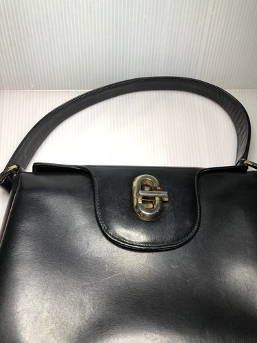 1950’s Vintage Gucci Glossy Black Leather Kelly Bag 10" L x 7”H x 4.5”W - Picture 7 of 11