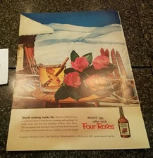 1953 Four Roses Whiskey Vintage Magazine Ad "Worth making tracks for"