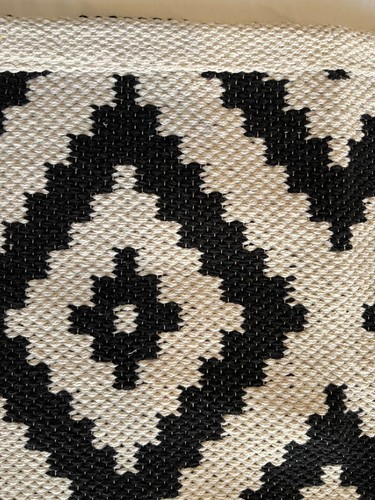 Black and White Woven Small Area Rug 1'8" X 3' - Picture 6 of 8
