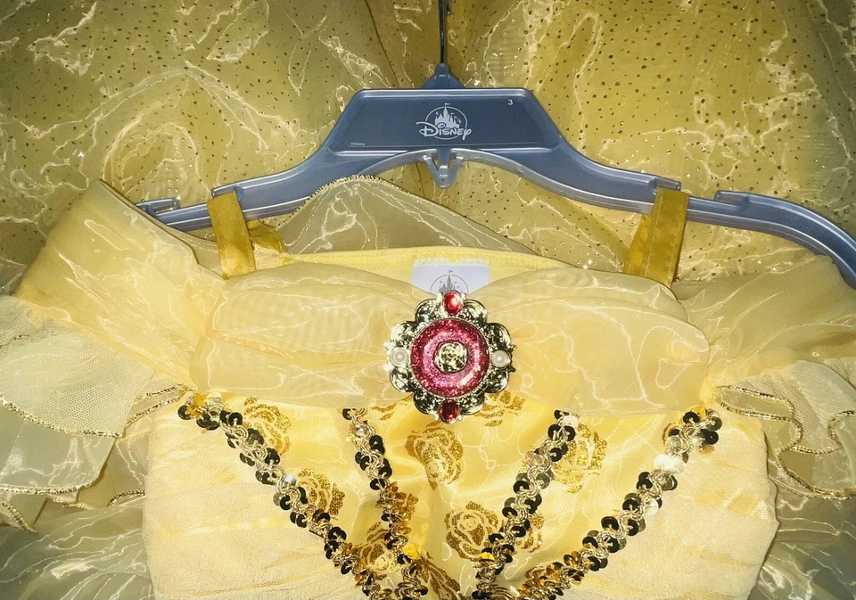 DISNEY STORE Toddler BEAST PRINCESS BELLE FANCY Gold DRESS COSTUME Gown NEW sz 3 - Image 3 of 3