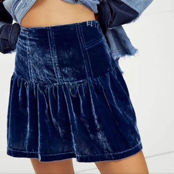 Blue velvet skirt clearance uk