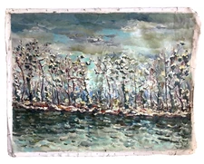 French PostImpressionism Waterfront Landscape Oil Canvas Painting