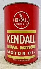 Vintage Kendall Dual Action Motor Oil One 1 Quart Can Gas Station Advertising