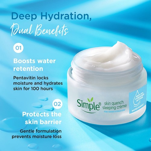Simple Water Boost Skin Sleeping Creme 100 HR Hydration - 40gm - Picture 3 of 12