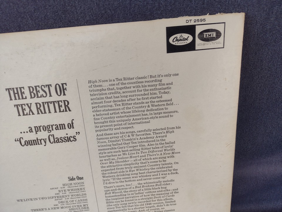 Tex Ritter - The Best Of Tex Ritter - Capitol Records - DT-2595 - LP ...