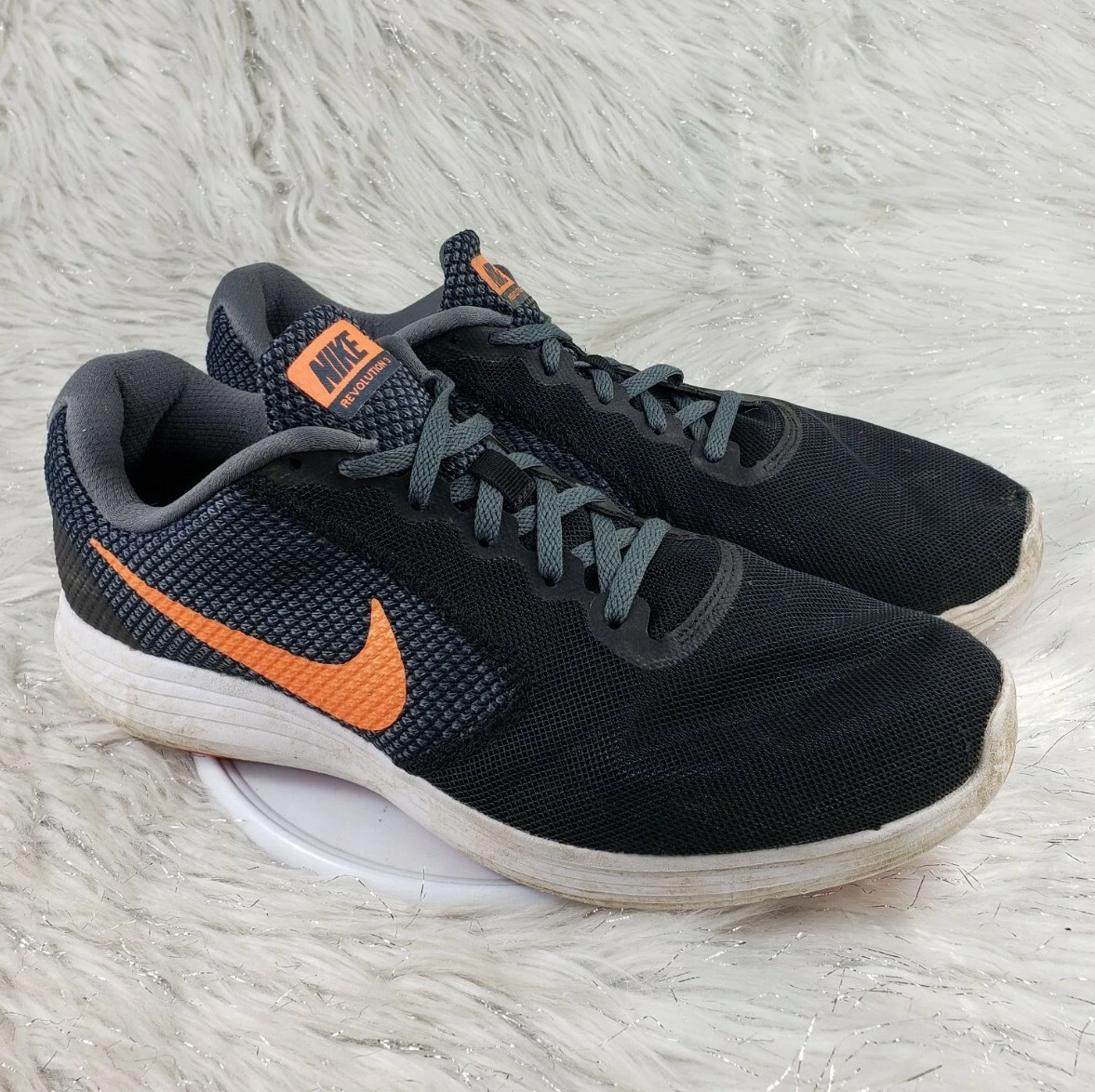 NIKE u0026#039;Revolution 3u0026#039; Mens Size 11 Black Gray Orange Running  Sneakers | eBay