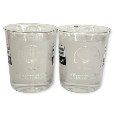 2x Jägermeister Teelicht Glas Windlicht Kerzenhalter geätztes Glas mit Rudi Logo