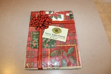 NOS Vintage Vinyl Christmas Holly Tablecloth by Sultan's Linens 52"x52"