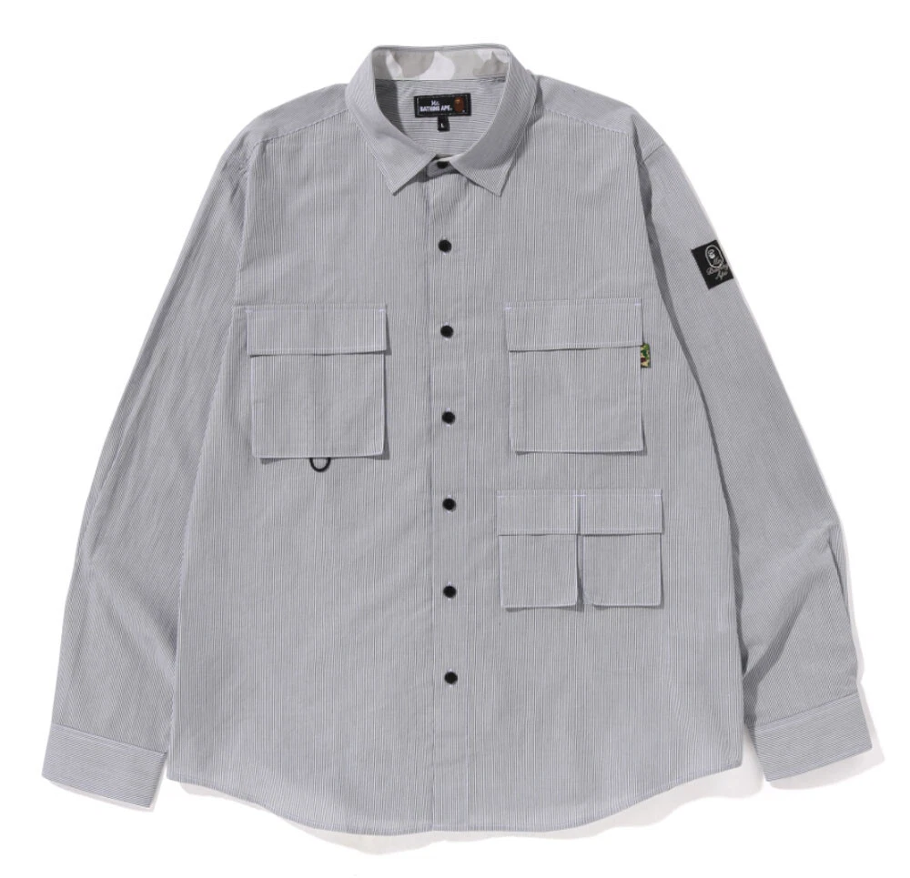 A BATHNIG APE MR BATHING APE MULTI POCKET RELAXED FIT SHIRT 7J30-131-001 New