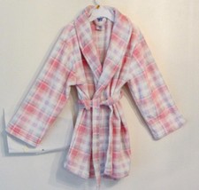 Girls Plush Fleece PINK PLAID Sleep Wrap Robe Size S 7-8