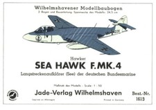Alter Wilhelmshavener Modellbaubogen 1613 Jade-Verlag - Hawker F. Mk. 4 Sea Hawk