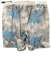 Roundtree  Yorke Swimwear Men's Hawaiian Gray Multi-Color Swimming Trunks - 2XB