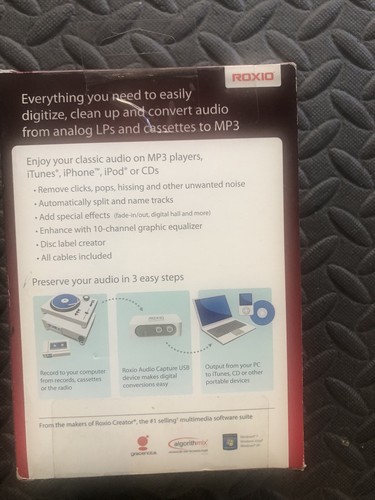 New Roxio Easy LP to MP3 Audio Capture, Conversion Module and Software - Picture 2 of 3