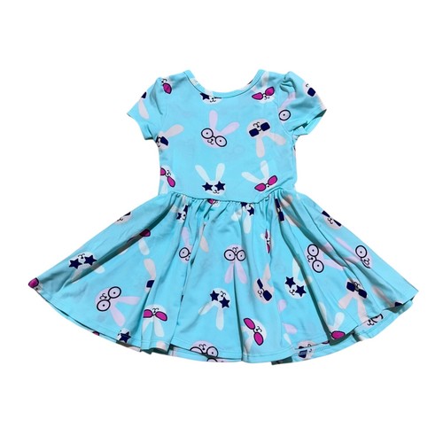 Dot Dot Smile NWT Baby Girl Size 12/24M Blue Rabbit Print Cap Sleeve Twirl Dress - Bild 4 von 6