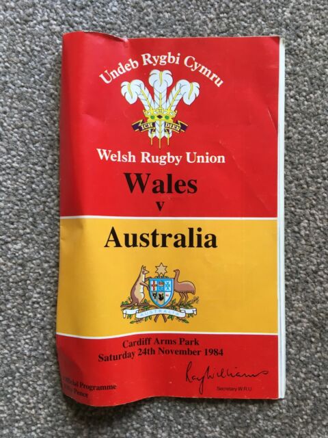 Official Rugby Wales vs Australia Programme - November 1984 WT9131