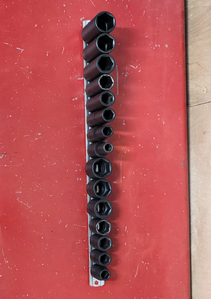 Grey Pneumatic SAE 3/8" Dr Impact Deep/Shallow Socket Set 6Pt 5/16", 3/8"-3/4" - Image 2 of 4