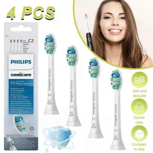 Philips Sonicare C2 Optimal Plaque Defence 4 piezas, cepillos de dientes de repuesto XDBDSFEBGN - Imagen 1 de 15